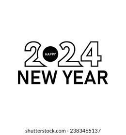 Happy new year 2024 text typography design and Christmas elegant decoration 2024, new year, new year banner and instagram post
