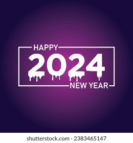 Happy new year 2024 text typography design and Christmas elegant decoration 2024, new year, new year banner and instagram post