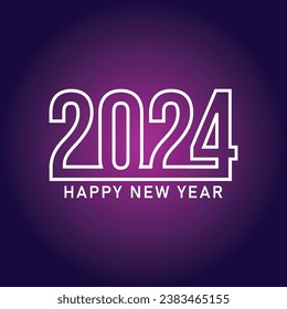 Happy new year 2024 text typography design and Christmas elegant decoration 2024, new year, new year banner and instagram post