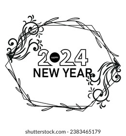 Happy new year 2024 text typography design and Christmas elegant decoration 2024, new year, new year banner and instagram post