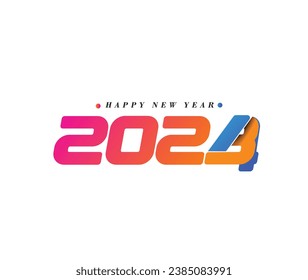 Happy New Year 2024 Text Typography Design Element flyer, banner design.