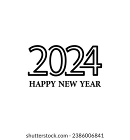 Happy New Year 2024 text design. for Brochure design template, card, banner. Vector illustration. Isolated on white background.