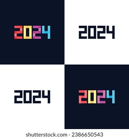 happy new year 2024 text design template set