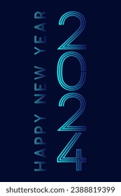 Happy new year 2024 text design for brochure design template card banner vector illustration.