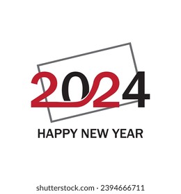 Happy New Year 2024 text design. Cover of business diary for 2024 with wishes. Brochure design template, card, banner. Vector illustration. Isolated on white background