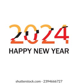 Happy New Year 2024 text design. Cover of business diary for 2024 with wishes. Brochure design template, card, banner. Vector illustration. Isolated on white background
