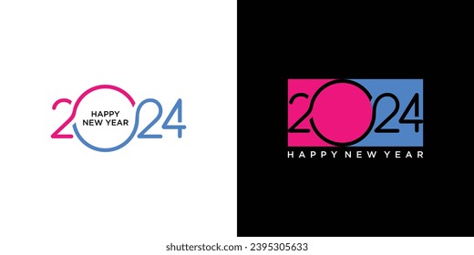 Happy New Year 2024 text design. for Brochure design template, card, banner. Vector illustration.