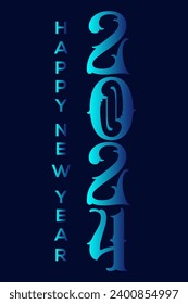Happy new year 2024 text design for brochure design template card banner vector illustration.
