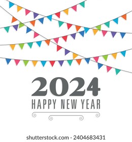 Happy new year 2024 Text Design vector.
