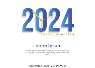 Happy New Year 2024 trendy text design for print media templates, tshirts, posters, and banners.