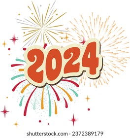 Happy New Year 2024, Tshirt design , Mug design illustration
