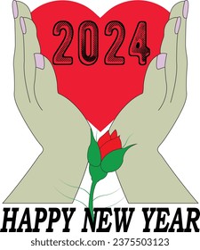 Happy new year 2024 t-shirt design