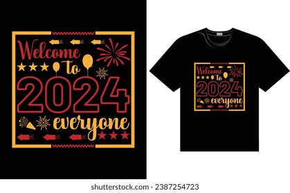 Happy new year 2024, new year t-shirt design. New 2024 t-shirt Design vector files