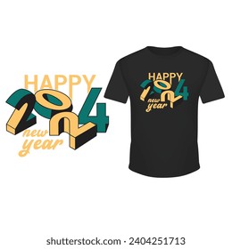 Happy new year 2024, new year t-shirt design svg