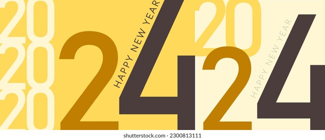 happy new year 2024 , typography number  of 2024 , new  year design for calander , card , banner or background