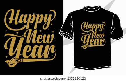 Happy new year 2024 Typography t shirt design