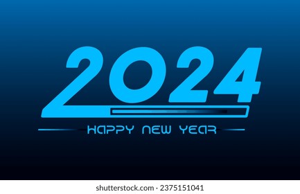 Happy new year 2024 typography design. Holiday lettering isolated on dark background. 2024 New year concept for banner, greeting card, poster and calligraphy design.