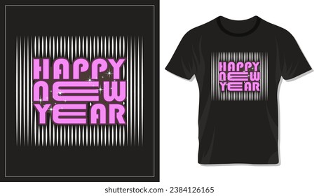 Happy new year 2024, typography design for t shirt, lettering, mug, tote bag or others.