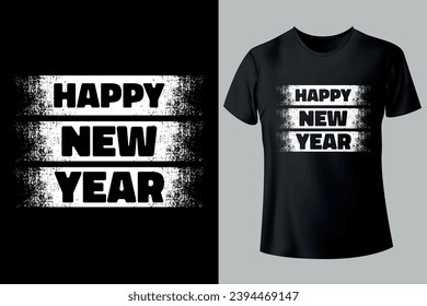 Happy New Year 2024 typography unique, custom, vintage T-shirt Design