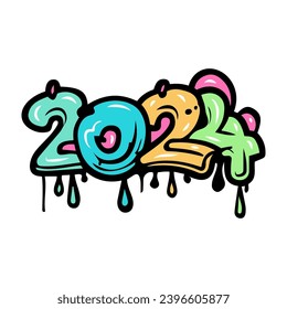 Feliz año nuevo 2024 tipografía