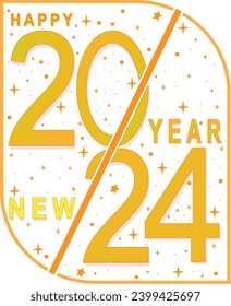 Happy New Year 2024 typography logo,vector,color new