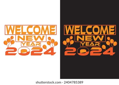 Happy New Year 2024 Typography tshirt design
