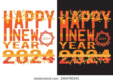 Happy New Year 2024 Typography tshirt design