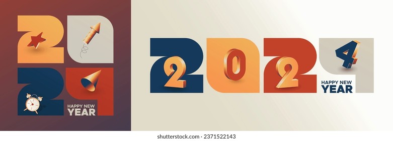 Happy new year 2024 with with unique number design. Greeting concept for 2024 new year celebration