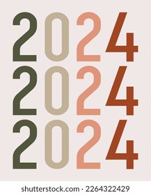 Feliz Año Nuevo 2024 Vector arte Pasteles coloreados ilustración vectorial de fondo Imprimir ideas de diseño Cartel y diseños de postales.