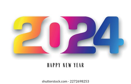 Happy new year 2024 vector illustration. Colorful design, trendy style, 2024 calendar