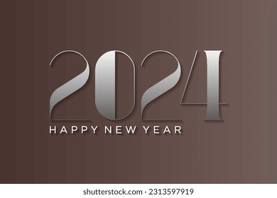 Feliz año nuevo 2024 vectorial. con el concepto de lujo y elegante de color plateado delgado. Diseño para saludo, afiche, banner o huella de calendario.