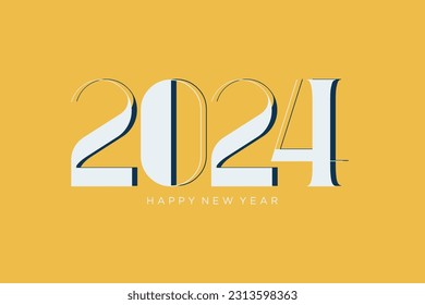 Happy new year 2024 vector. Premium design with a luxurious and elegant thin line concept. Design for greeting, poster, banner or calendar print.