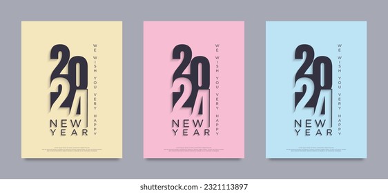 Happy New Year 2024. Vector illustration with truncated number 24.