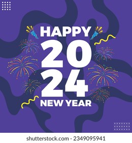 happy new year 2024 vector design with party decoration