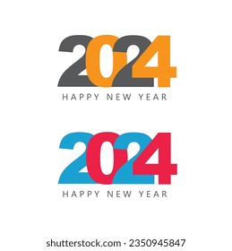 Happy New Year 2024, vector, icon.
