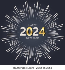 Happy new year 2024 vector with fireworks