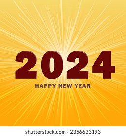 Feliz año nuevo 2024 vector con fuegos artificiales