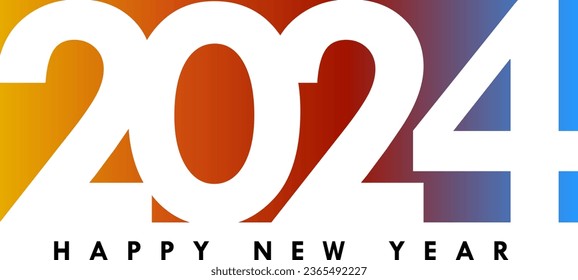 Happy new year 2024 in vector art with beautiful box color grade design