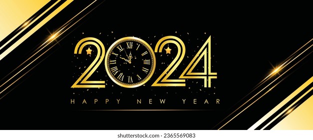 Happy New Year 2024, Vektorhintergrund 