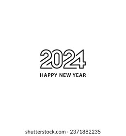 Feliz año nuevo 2024. Plantilla de icono del logotipo del vector 