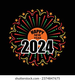 Happy new year 2024 vector tshirt design
