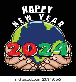 Happy new year 2024 vector colour  tshirt design