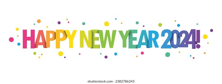 HAPPY NEW YEAR 2024! vector typography banner on white background