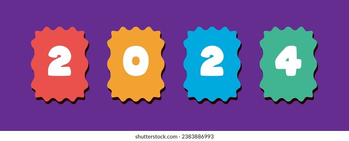 Happy New Year 2024. New year 2024 vector design with colorful decorations.