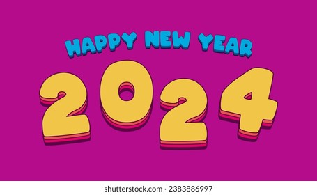 Happy New Year 2024. New year 2024 vector design with colorful decorations.