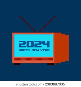 Feliz Año Nuevo 2024. Nuevo año 2024 diseño vectorial con decoraciones coloridas.