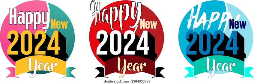 Happy New Year 2024  vector typography Illustration