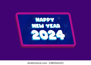 Happy New Year 2024. New year 2024 vector design with colorful decorations.