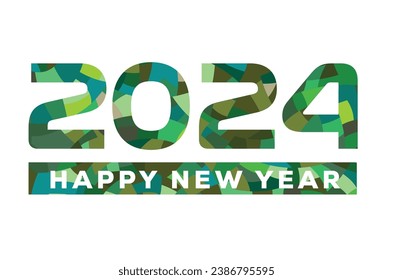 happy new year 2024 Vector graphic typo design  white paper cut through