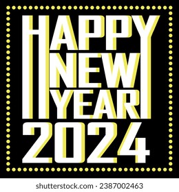 happy new year 2024 vector lettering